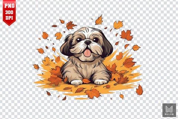 Autumn Shih Tzu Dog Clipart