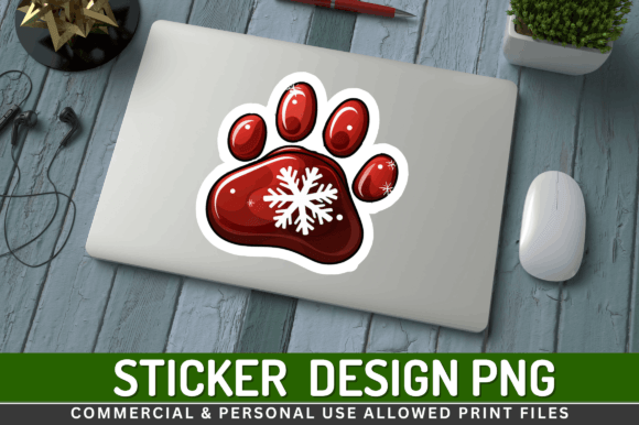 Christmas Dog Paw Clipart Stickers