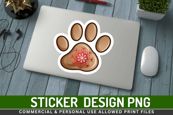 Christmas Dog Paw Stickers Design