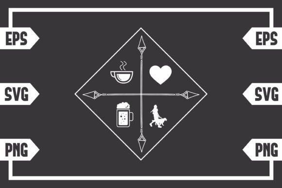 Coffee Heart Beer and Female with Dog