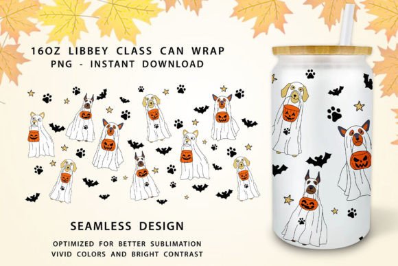 Funny Dog Halloween 16 OZ Coffee Wrap
