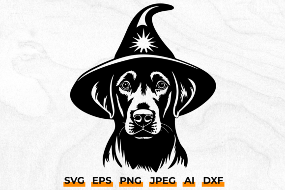 Halloween Lab Retriever Dog in Witch Hat