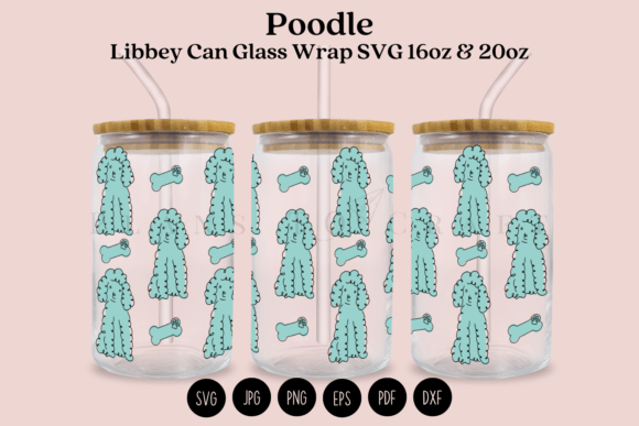 Poodle Dog Pattern Libbey Glass Can Wrap