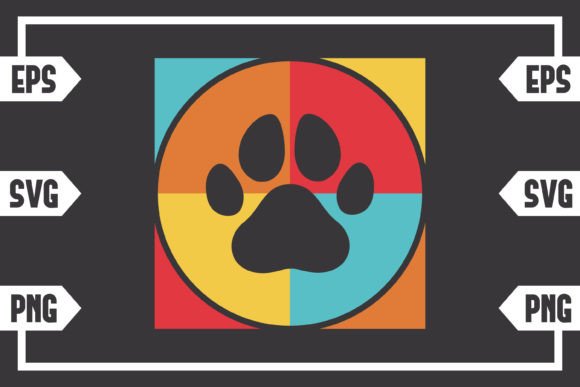 Retro Square Dog Paw