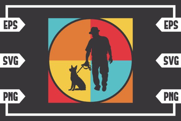 Retro Square Guy with Dog