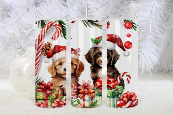Santa Cute Puppy Dog Christmas Tumbler2